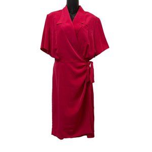 Caron Chicago Red Cherry Silk Wrap Dress Vintage Sensual Garment
